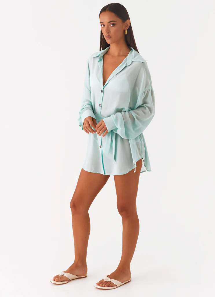 Chemise en mousseline oversize Miley - Bleu pâle