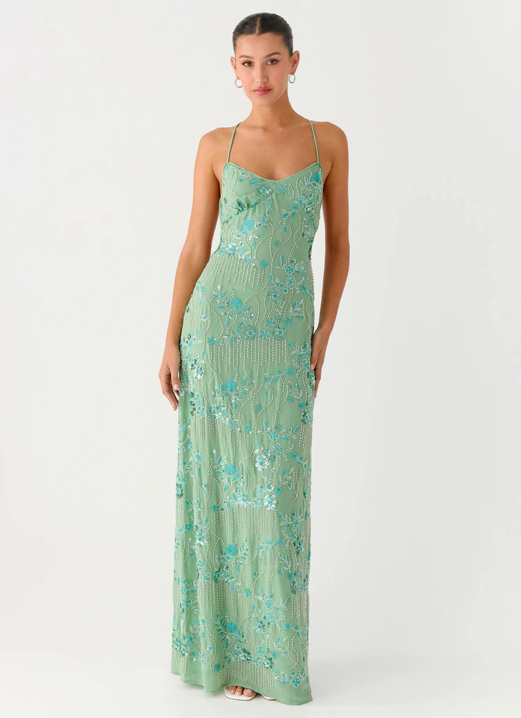Robe maxi à sequins Vietta - Menthe