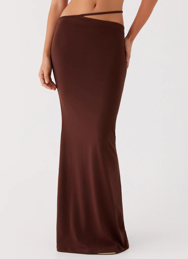 Jupe maxi à taille basse Like You Do - Chocolat