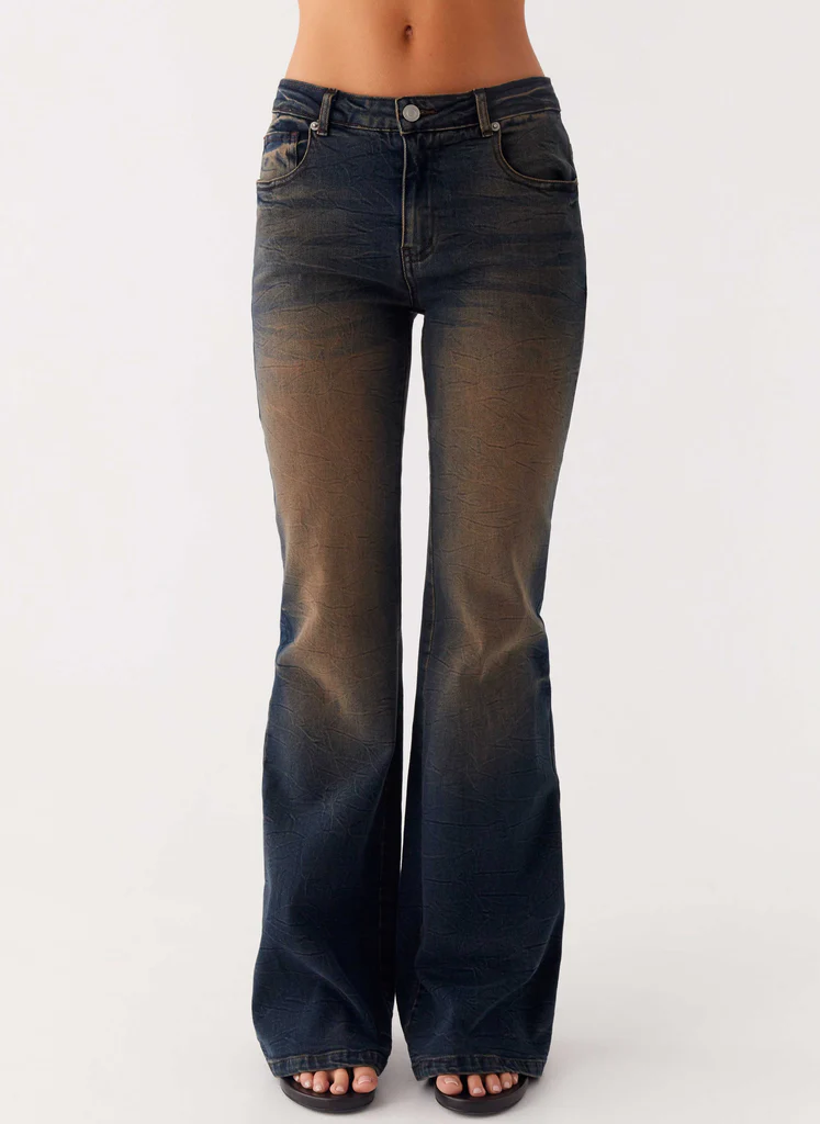 Jean denim évasé Oregon - Lavage noir sale