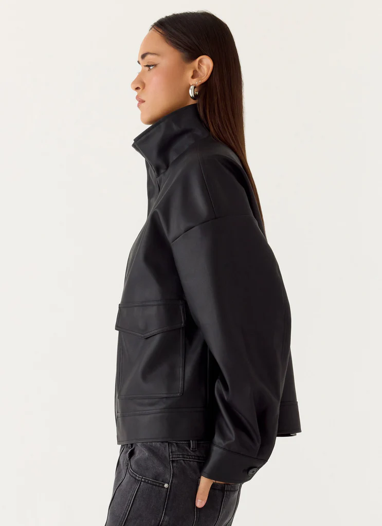 Veste Bomber PU James - Noir