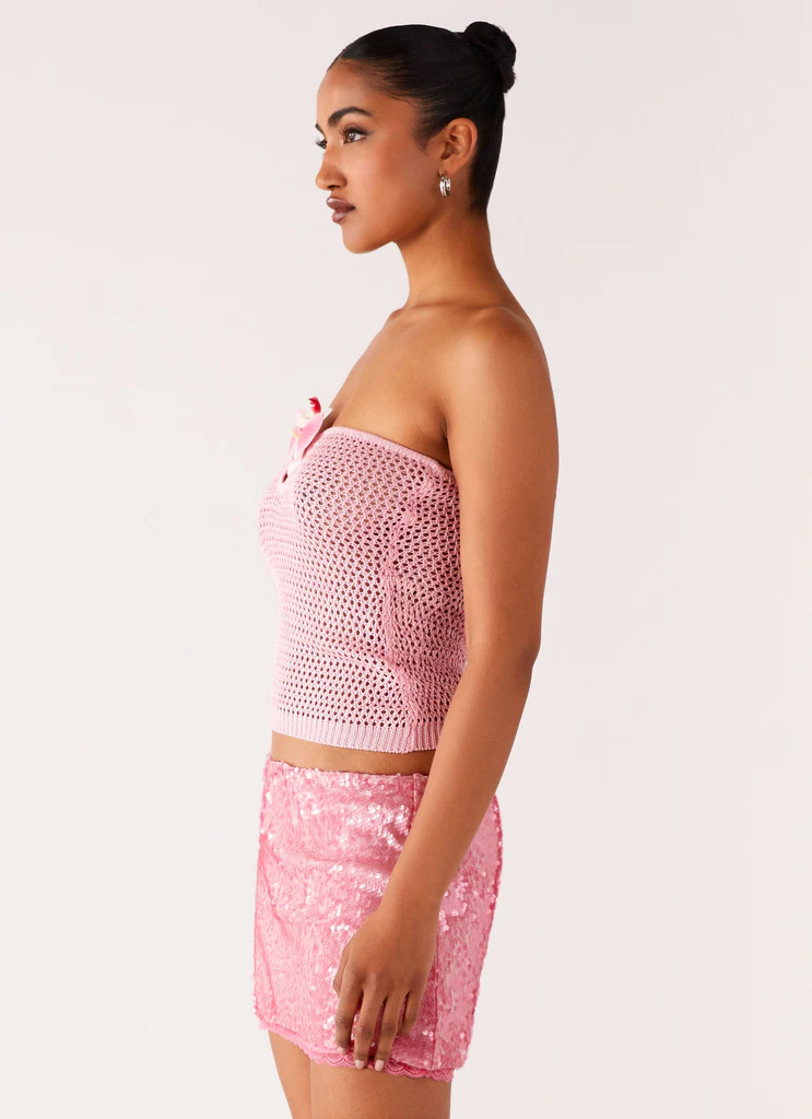 Top en crochet Galia - Rose