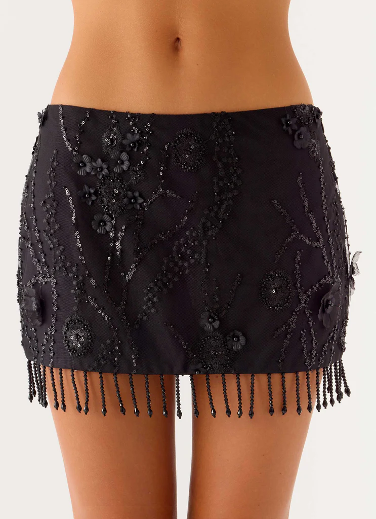 Mini jupe Overload à strass - Noir