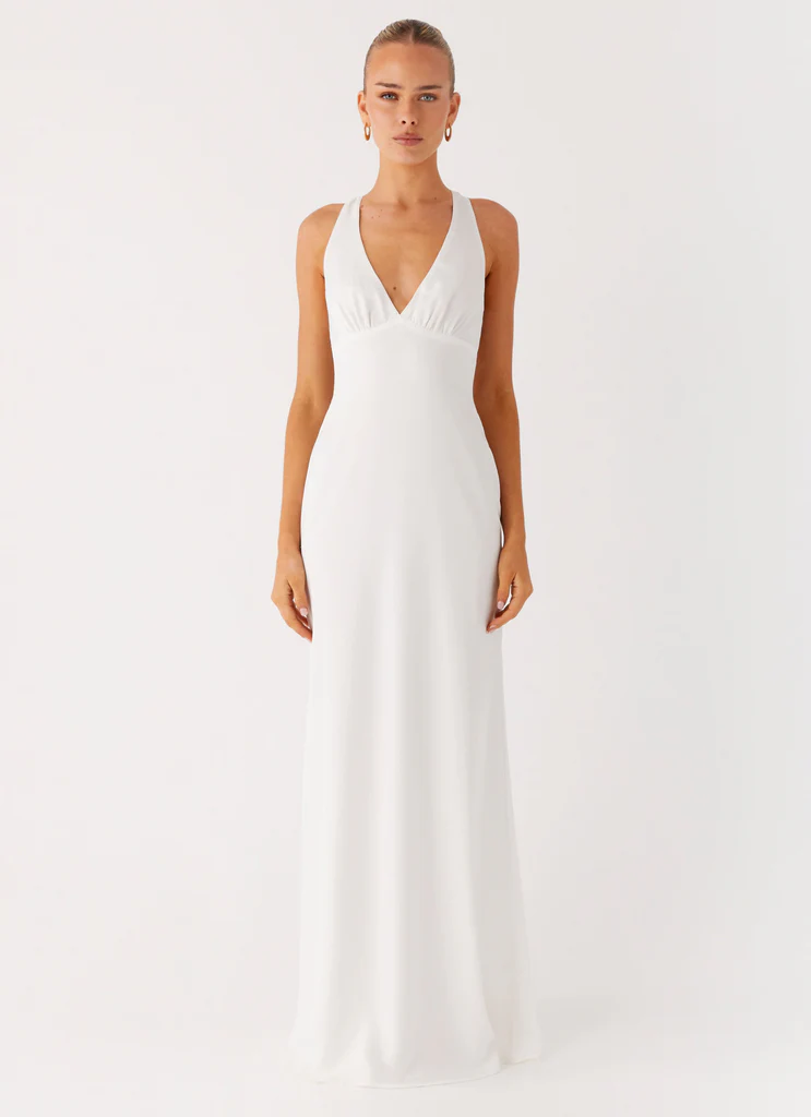 Robe maxi à bretelles croisées Desi - Blanc