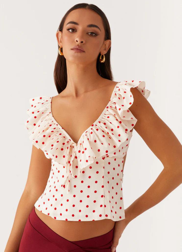 Regan Ruffle Top - Carreaux rouges