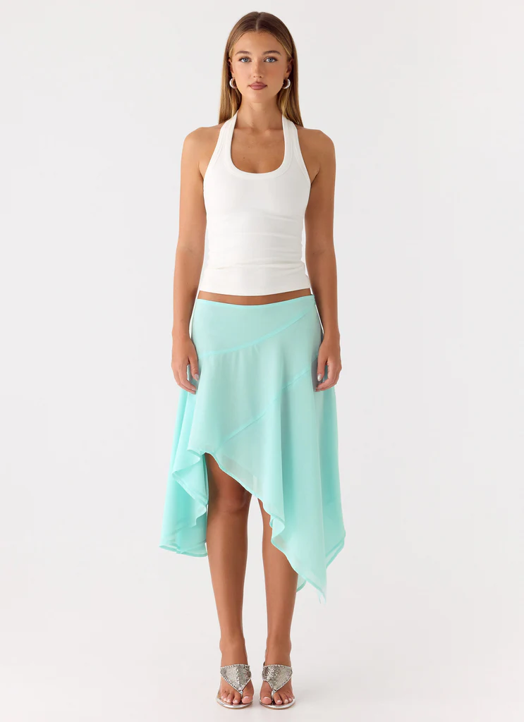 Jupe Mi-longue Asymétrique à Taille Basse Kia - Aqua