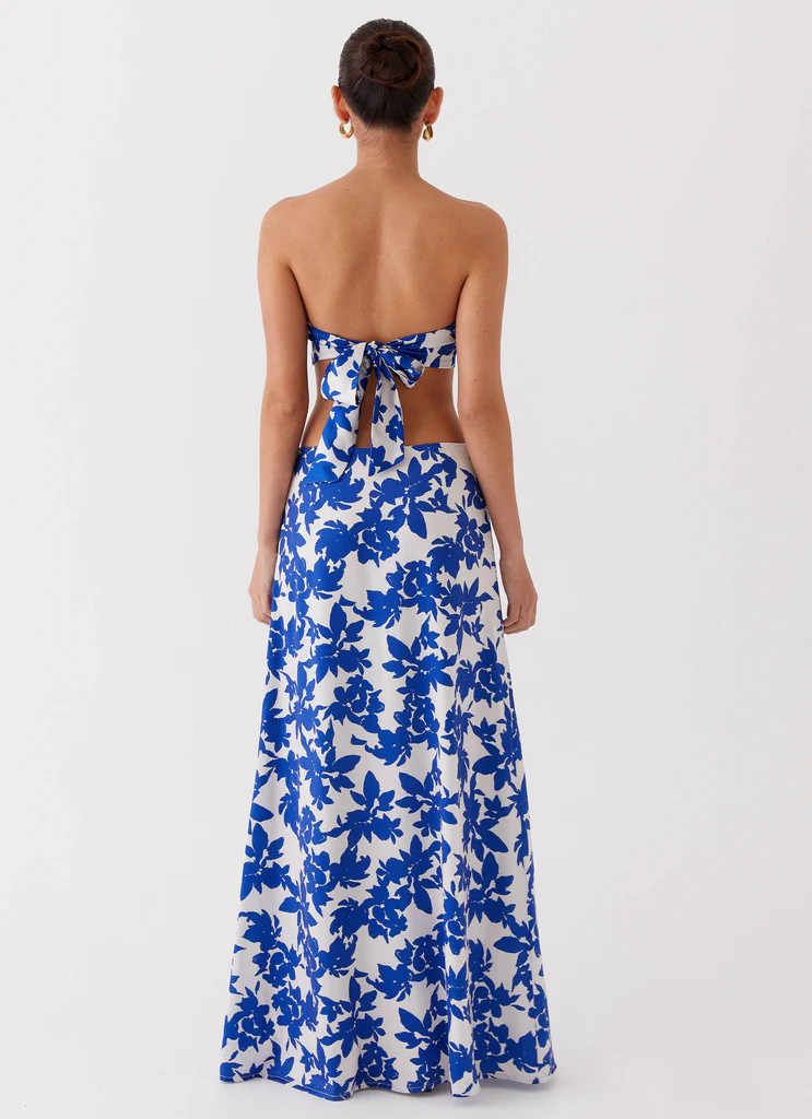 Top à torsade Sky Gaze - Fleurs bleues