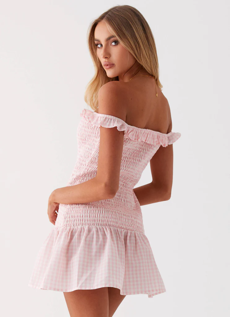 Robe Mini Anica - Carreaux Roses