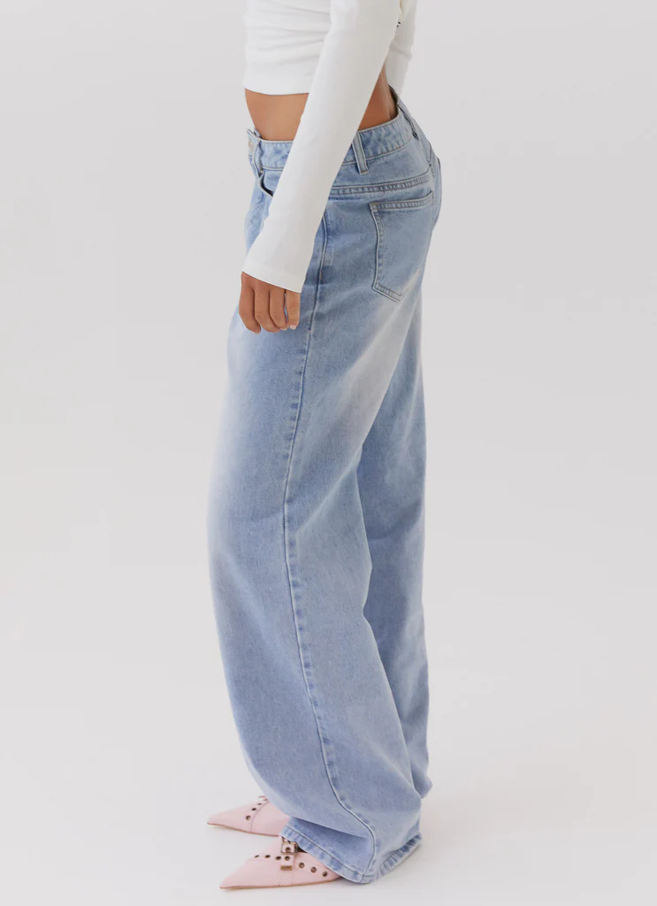 Jean Denim Keanna à Hauteur Basse - Bleu Clair
