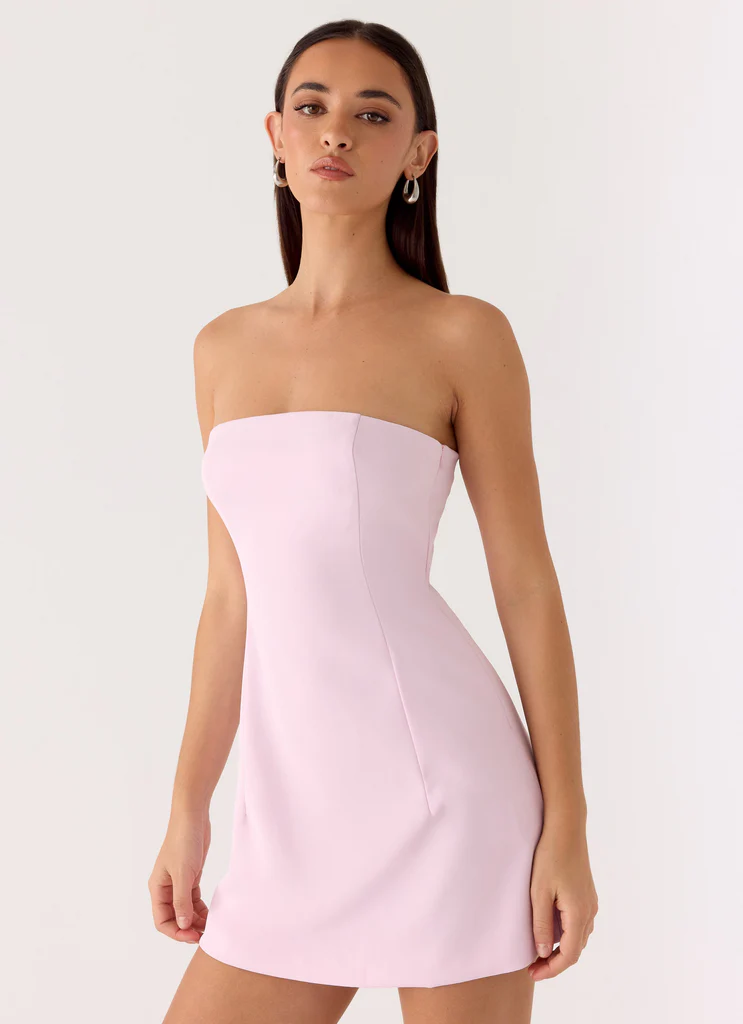 Robe Mini Sans bretelles Della - Rose