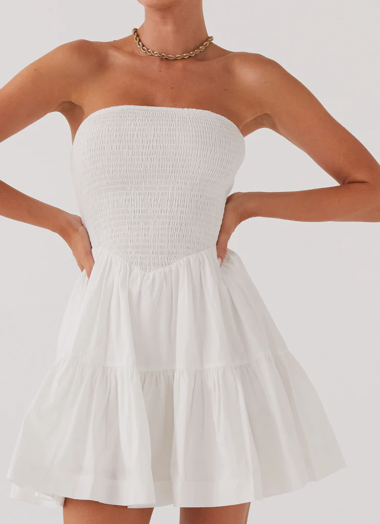 Robe Mini Sans bretelles Harper - Blanc