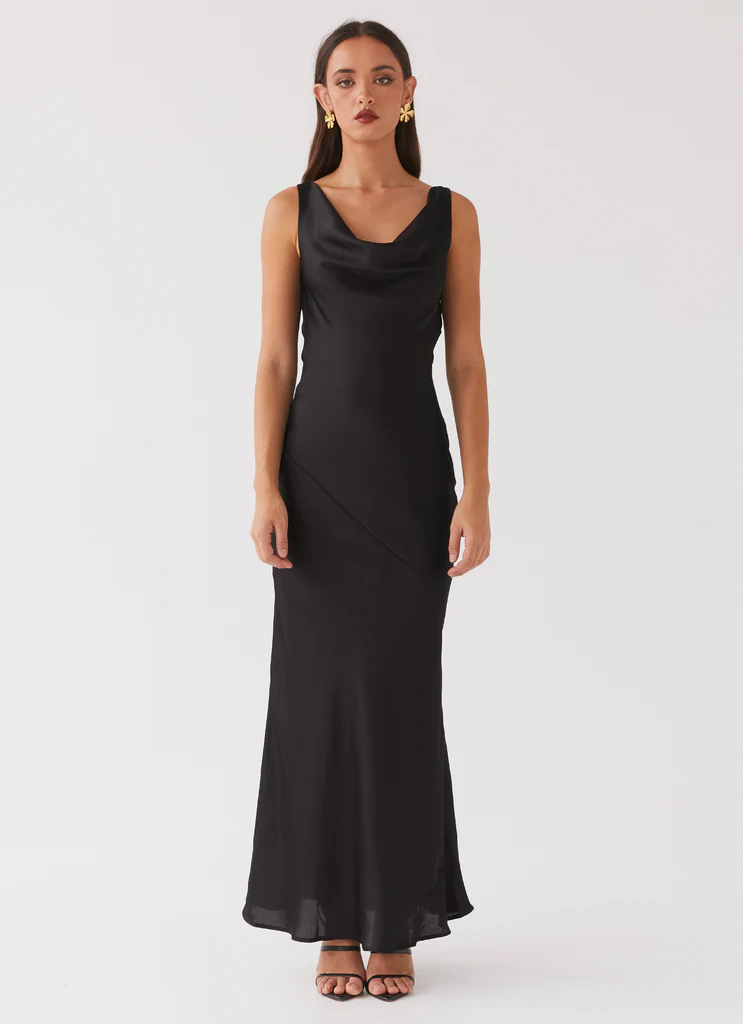 Robe Maxi Satin Be Mine - Noir