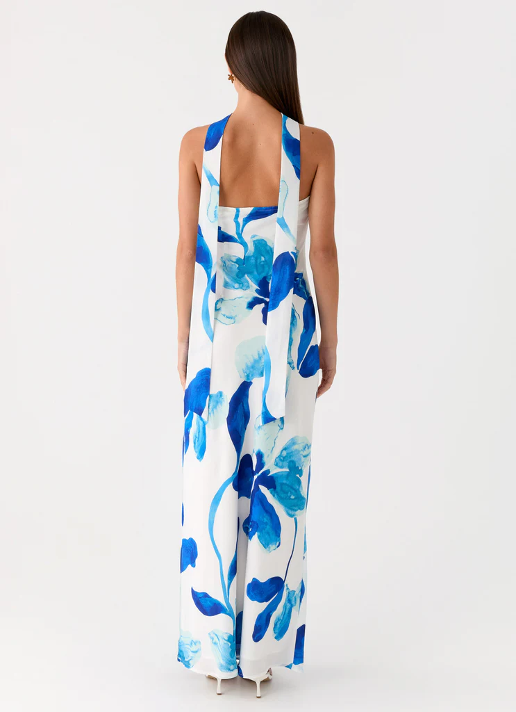Robe maxi en mousseline Ashelle - Cerulean Bloom