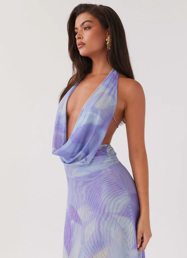 Robe Maxi en Maille Elysia - Purple Rain