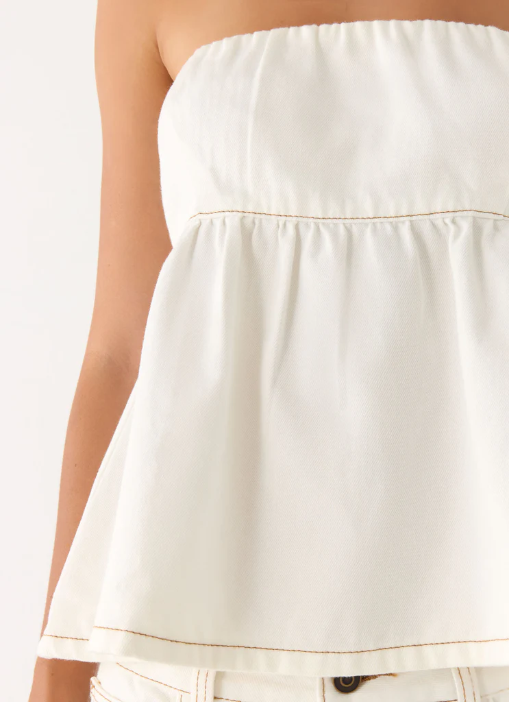 Nathan Denim Top - Blanc