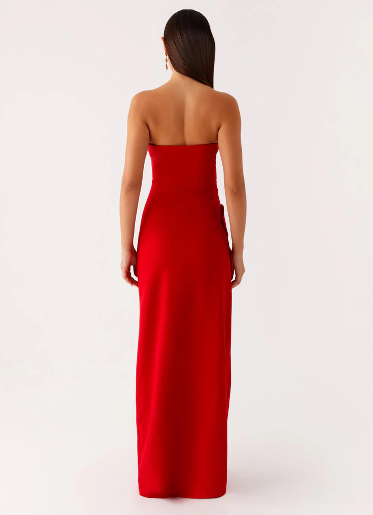 Robe maxi sans bretelles Hilton - Rouge