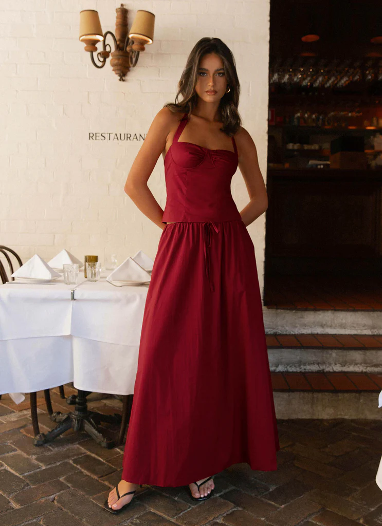 Jupe maxi Cheryl - Rouge cerise