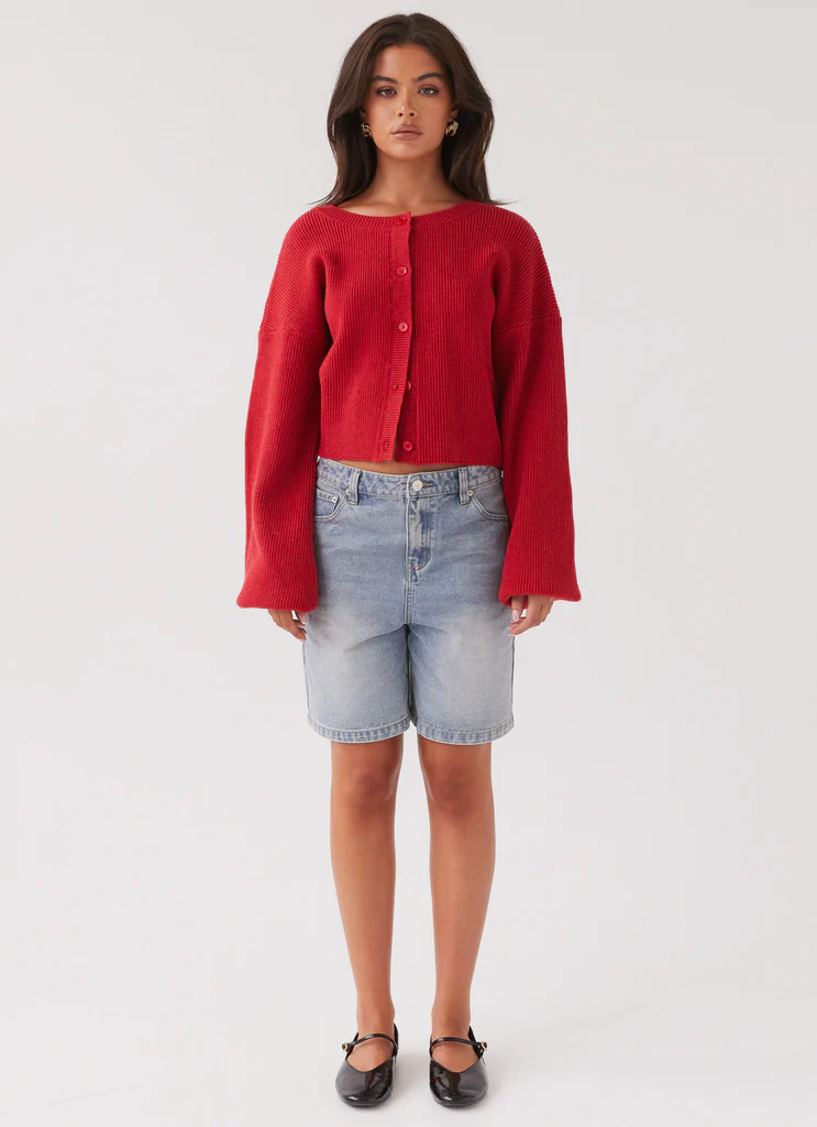 Cardigan tricot Daphne - Cerise