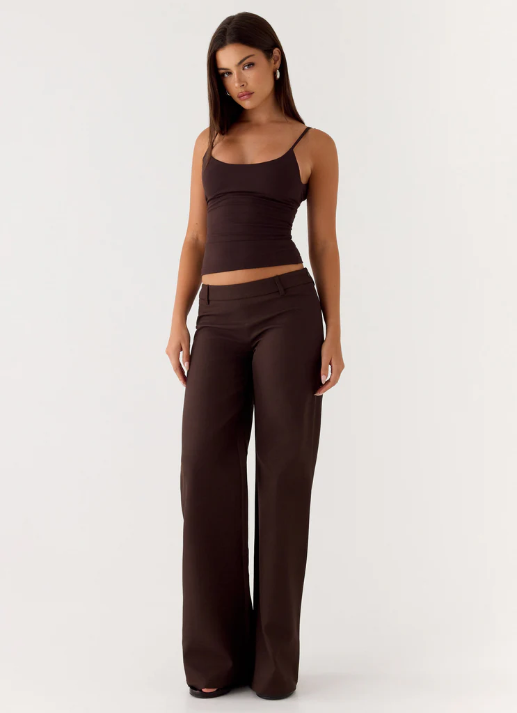 Pantalons à taille basse Hot as Ice - Chocolat