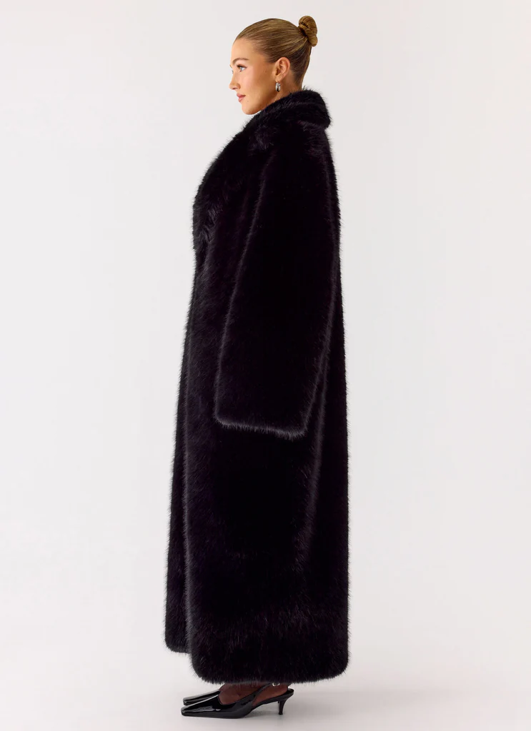 Kamil Manteau Maxi en Fausses Fourrures - Noir