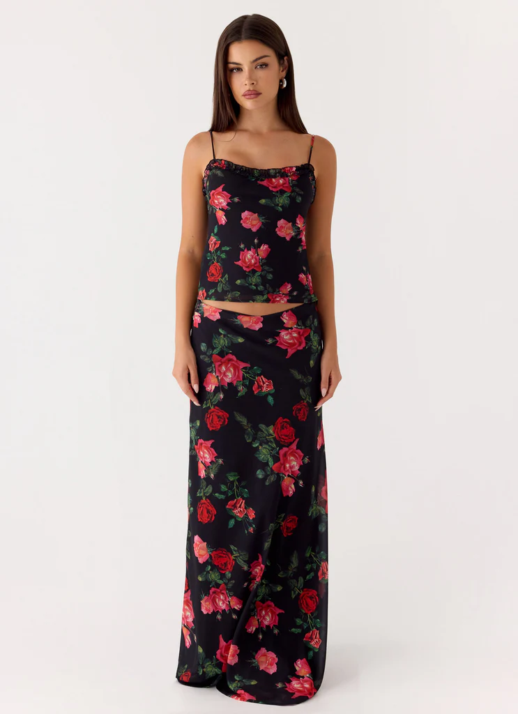 Jupe Maxi Chiffon Star Girl - Midnight Bloom