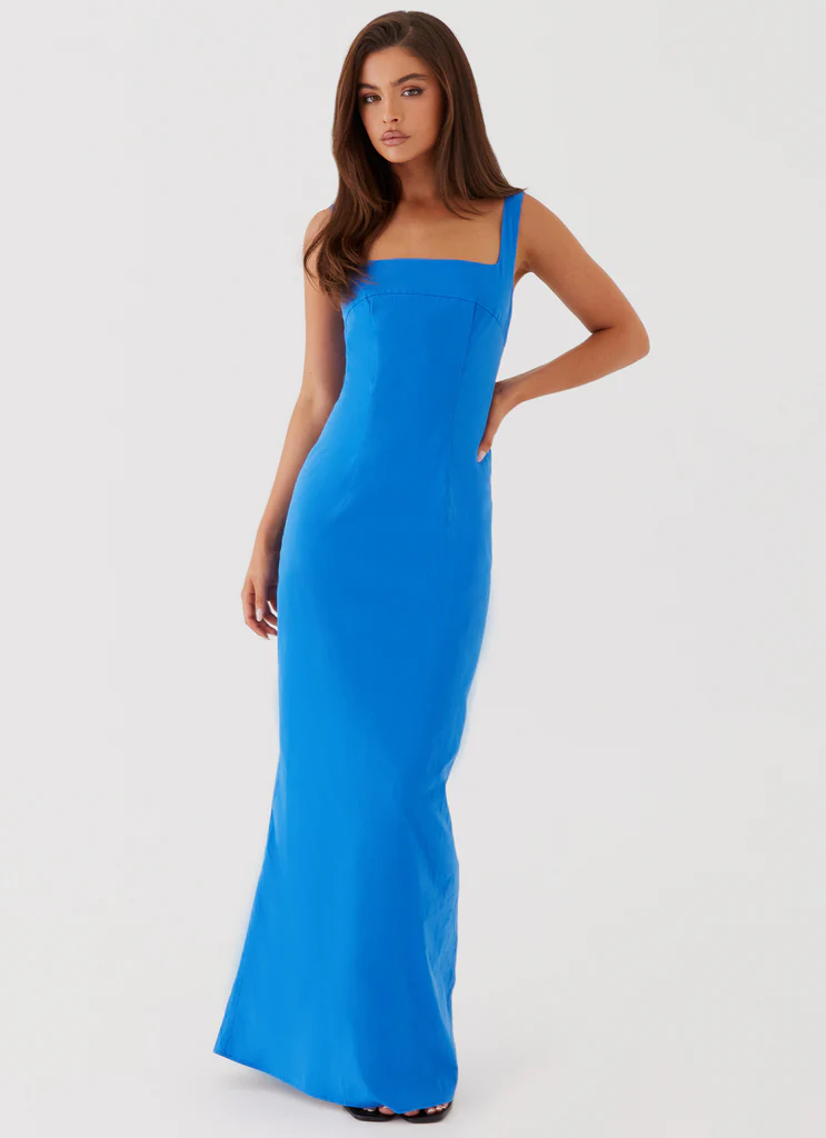 Robe maxi à décolleté carré Sonya - Cobalt