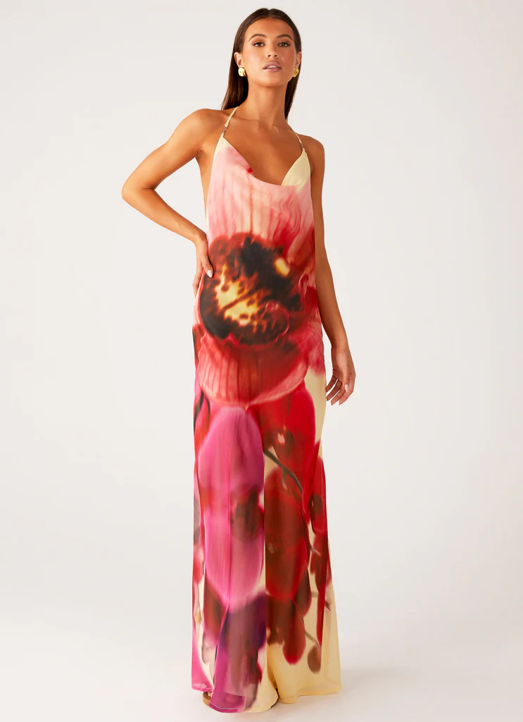 Robe maxi à col en cloche Morning Crush - Jaune Bloom