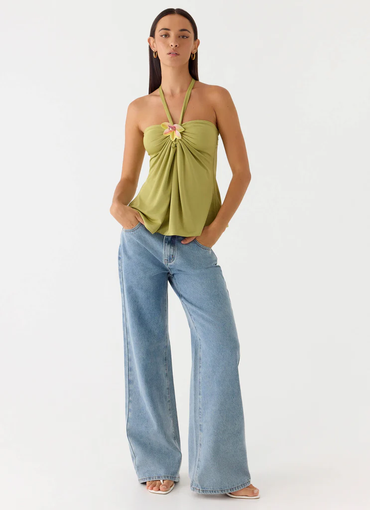 Jean Denim Aesha à taille basse - Denim clair