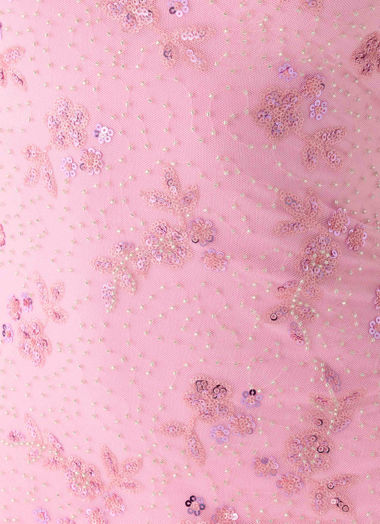 Robe Mini à Sequins Strass Dos Nu - Rose