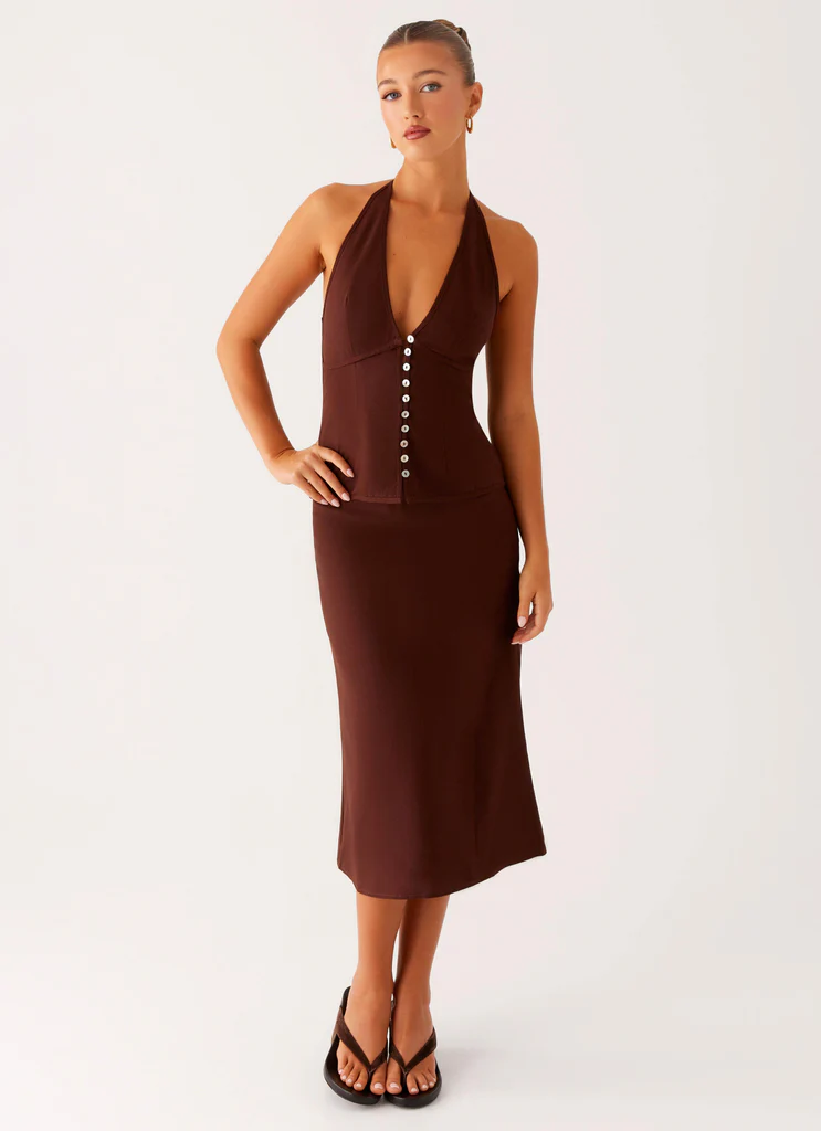 Jupe Midi Esther – Chocolat Jupe Midi Esther - Chocolat