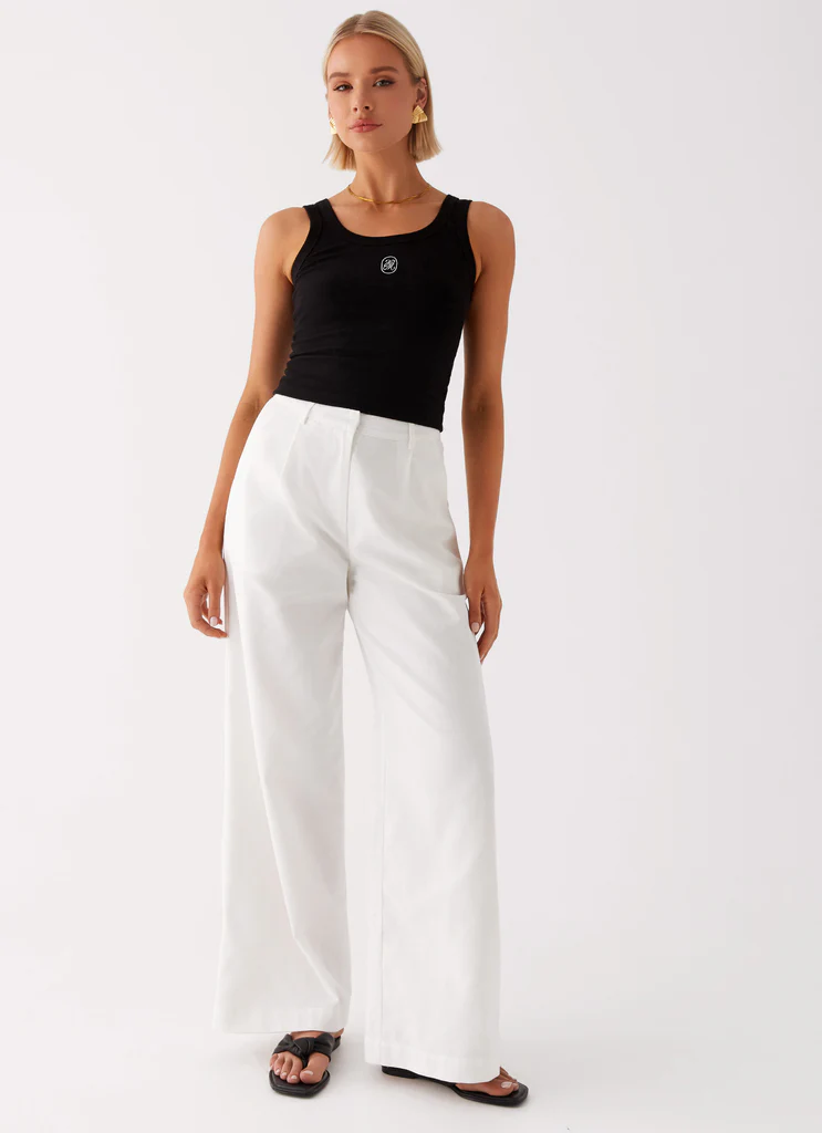 Pantalons à Jambes Large en Lin Heatwave - Blanc