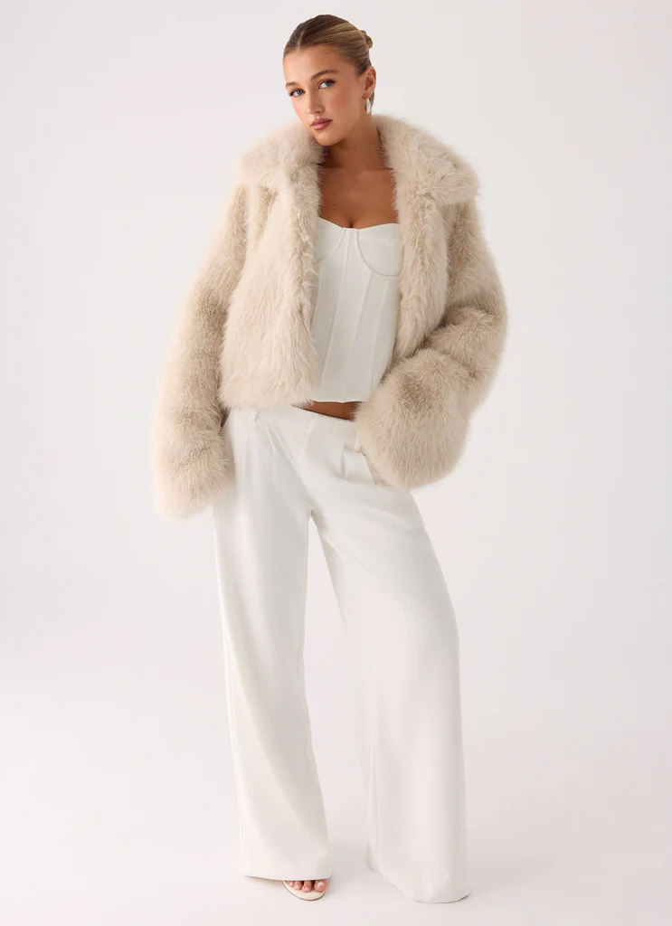 Manteau en fausse fourrure Moonscapes - Ivoire