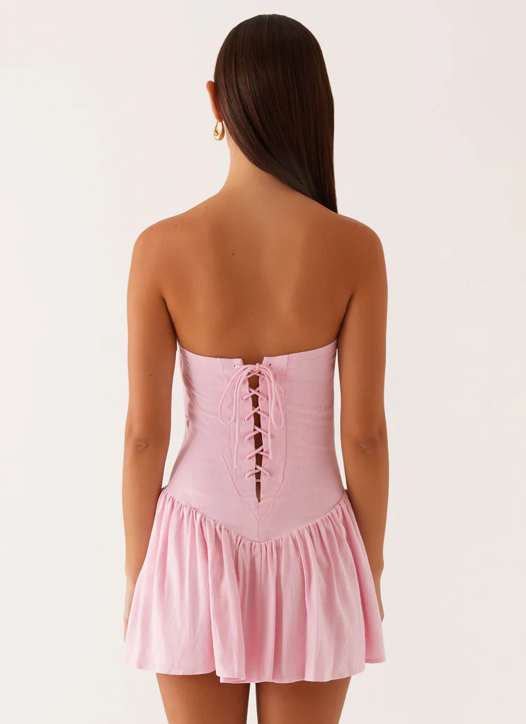 Robe mini en lin Larnie - Rose