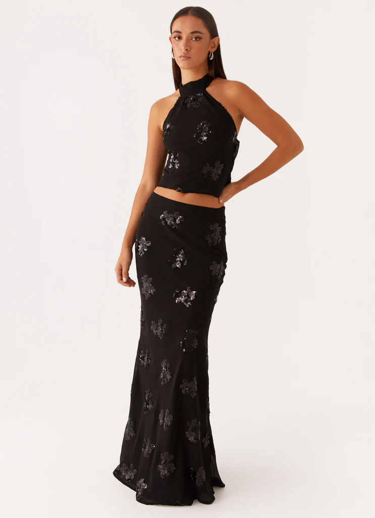 Jupe maxi paillettes Only Girl - Noir