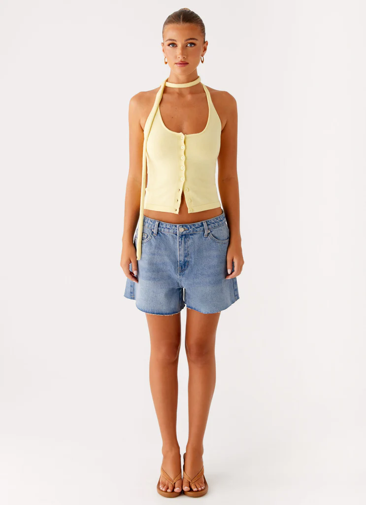 Top écharpe tricot Madden – Jaune Top écharpe tricot Madden - Jaune