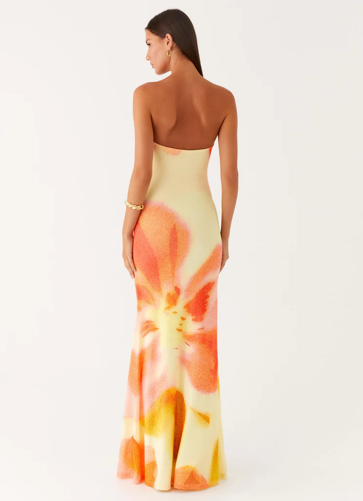 Robe Maxi Sans bretelles Iroha - Fleurs de Mimosa