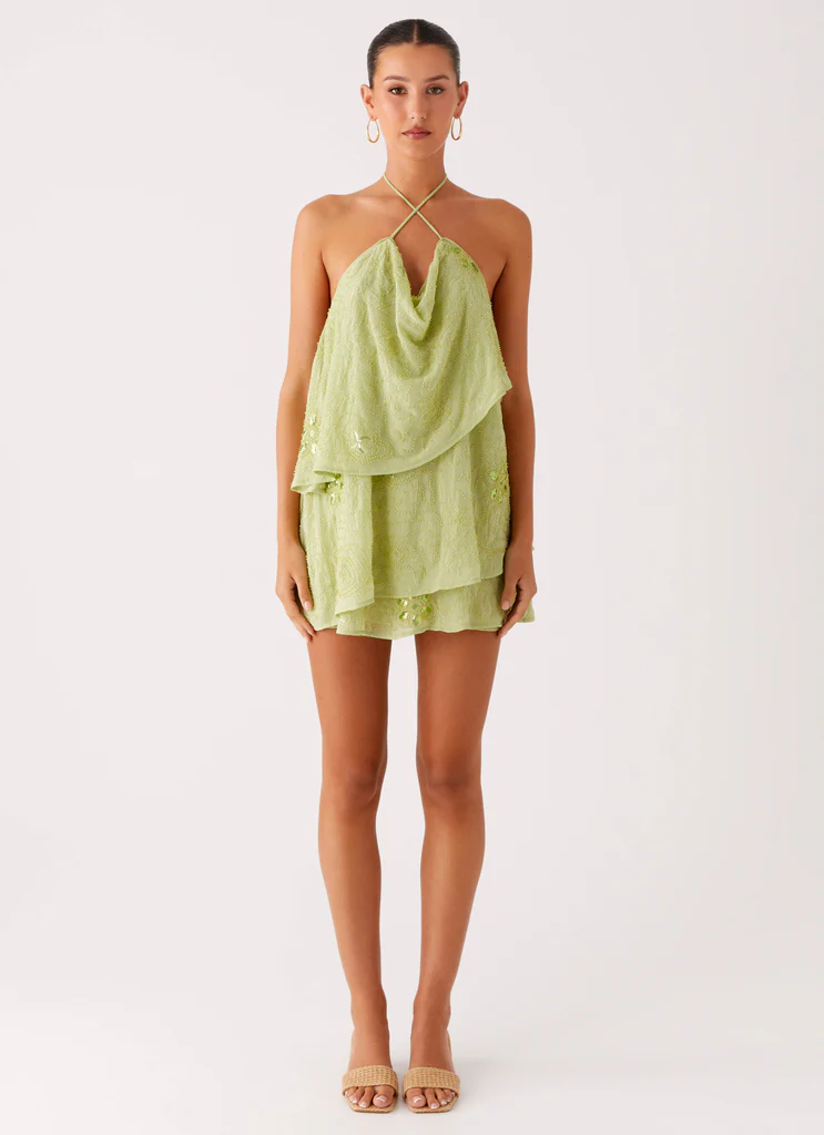 Robe Mini à Perles On The Go – Menthe Robe Mini à Perles On The Go - Menthe