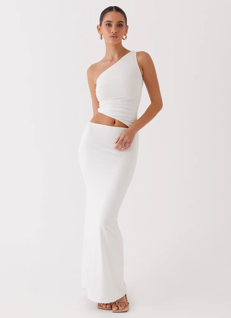 Robe maxi à épaule unique Seranella - Blanc