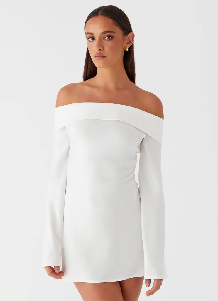 Robe Mini à Manches Longues Lumina - Blanc