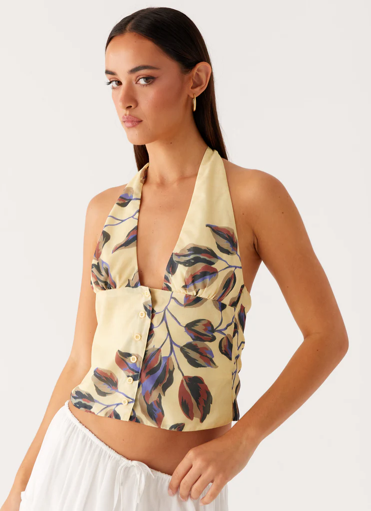 Haut à bretelles Devoted - Floral Beige
