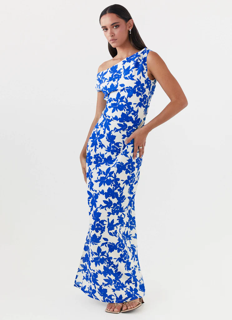 Robe Maxi Épaules Découvertes Pyper - Floral Bleu