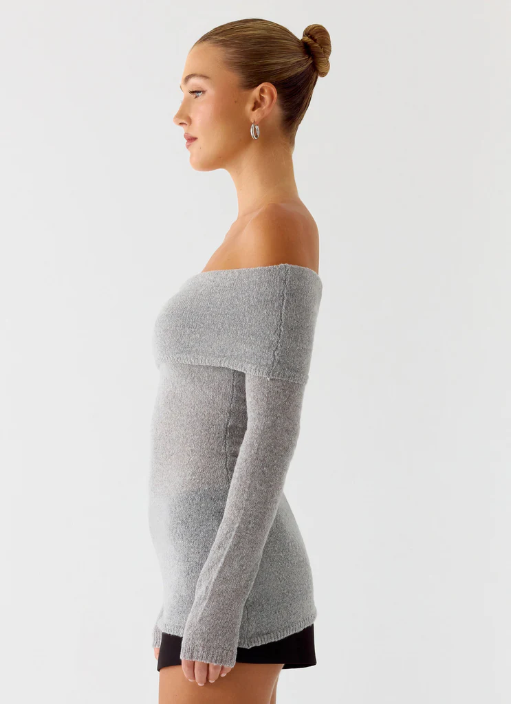 Top tricot Romeo Bardot - Gris