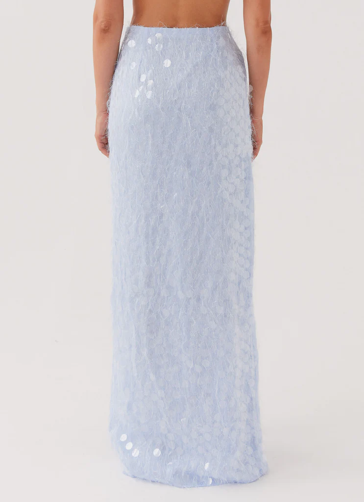 Jupe maxi à paillettes texturées Kyleigh - Brouillard lavande