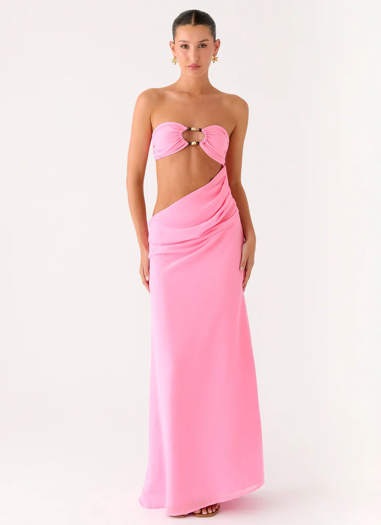 Robe maxi sans bretelles perlée Falling Forever – Rose Robe maxi sans bretelles perlée Falling Forever - Rose