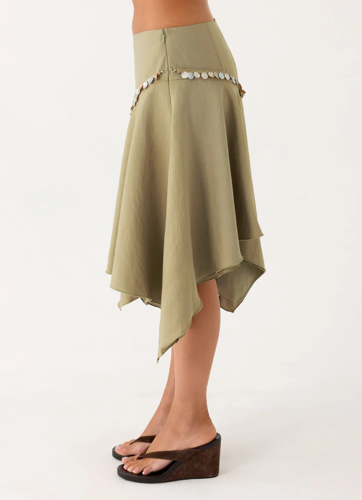 Jupe Midi Zafira - Olive Pâle