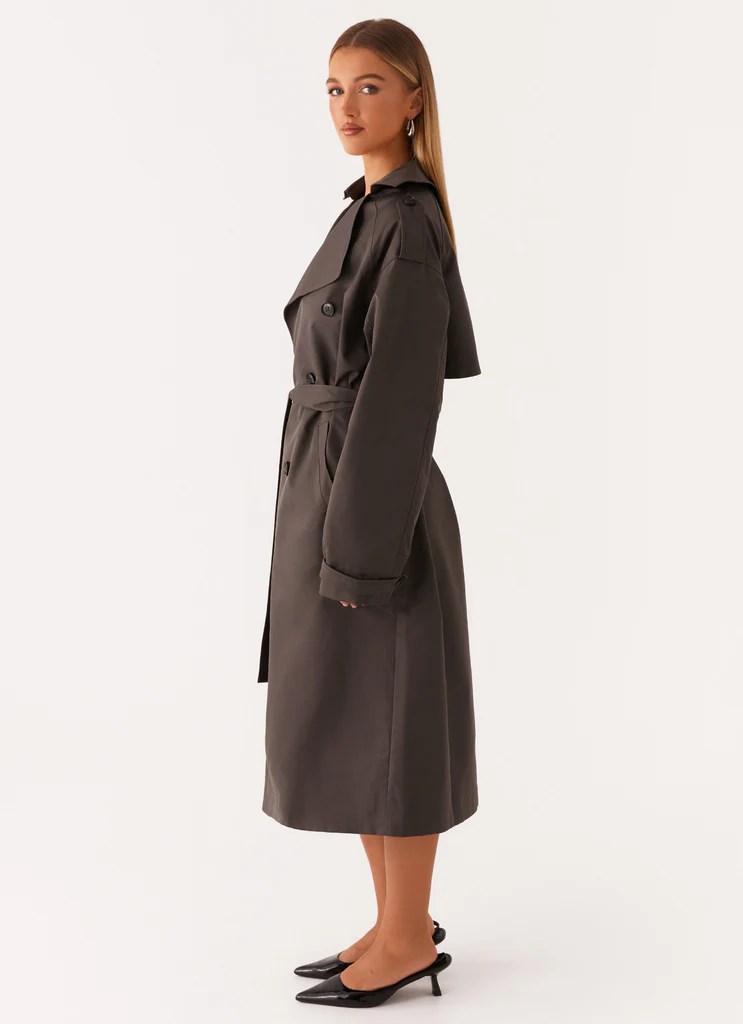 Manteau trench oversize Brighton - Gris