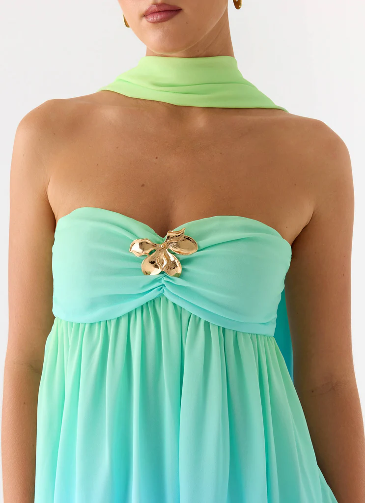 Robe mini écharpe Calantha - Ombre mer