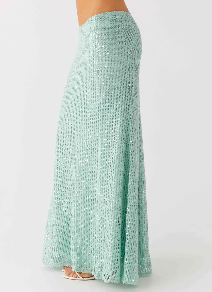 Jupe maxi à strass Amoura - Sage menthe