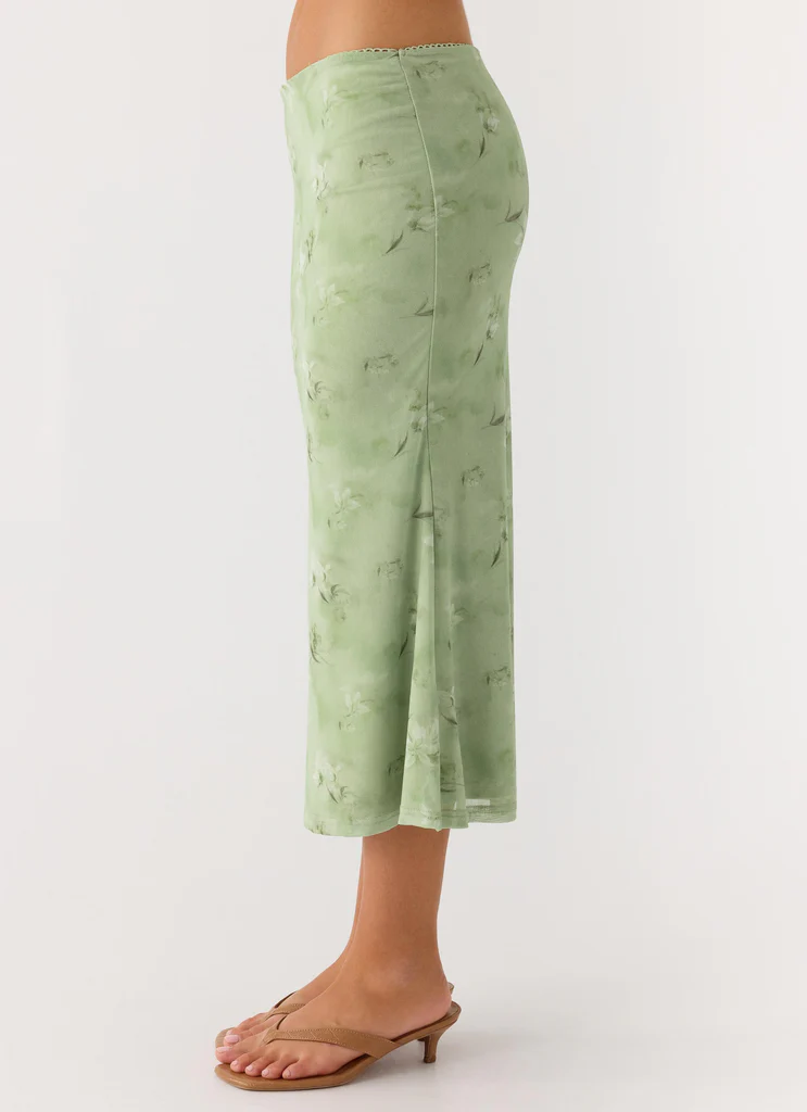 Jupe Midi à taille basse Bahama - Lime estompé