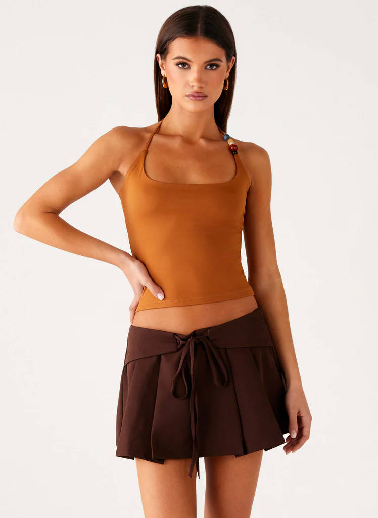 Mini-jupe plissée Dalia Dusk - Chocolat